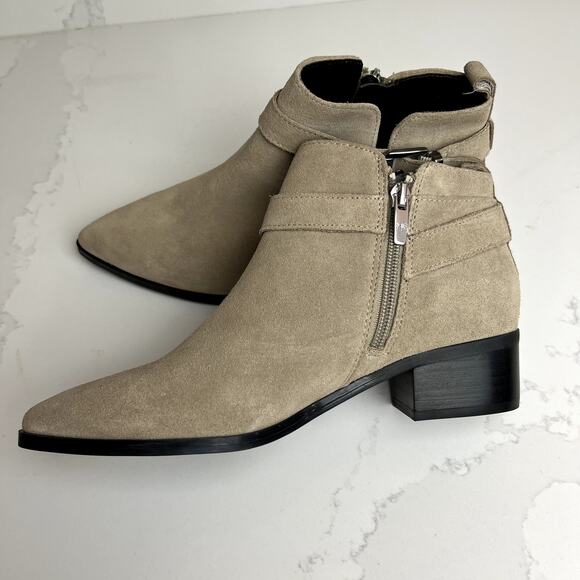 Marc Fisher Ireene Tan Suede Leather Strappy Buckle Bootie Pointed Toe Womens 7 - Picture 6 of 11